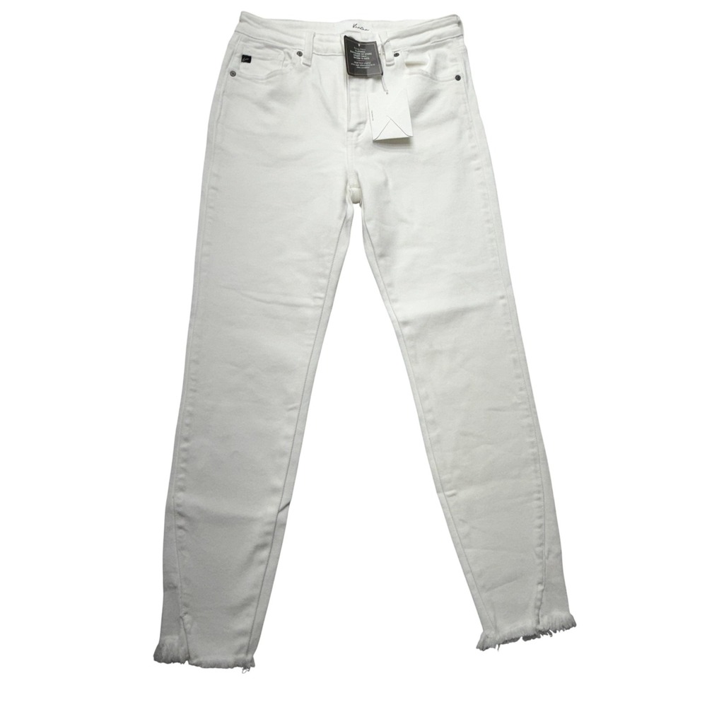KanCan Jeans Womens 9/28 White Brianna High Rise Ankle Skinny Raw‎ Hem Denim